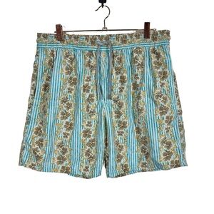 Vilebrequin Moorea Floral Stripe Print Swim Trunks Shorts